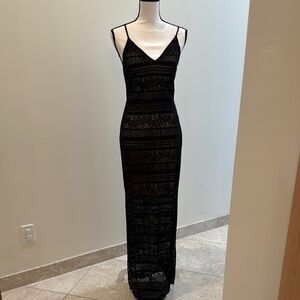 Express Black Sleeveless V-Neck Maxi Gown